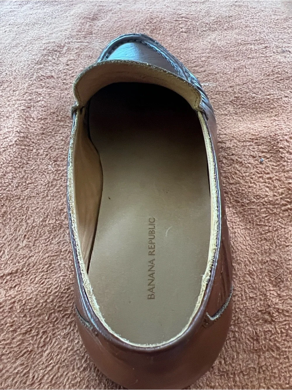 Banana Republic Men's Brown Leather Moc-Toe Slip-On Loafers